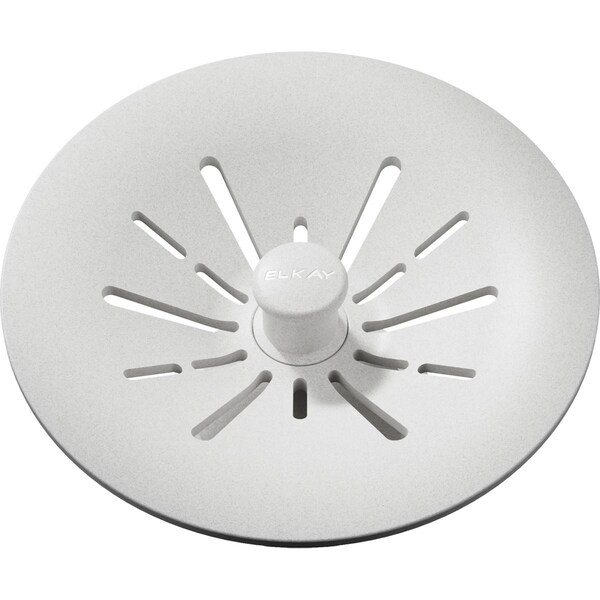Quartz Perfect Drain 3-1/2" Removable Polymer Basket Strainer and Rubber Stopper White